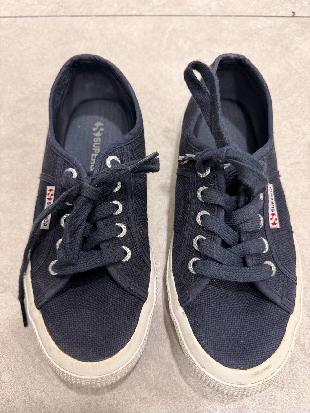 Superga Kids Navy Canvas Lace-Up Sneakers